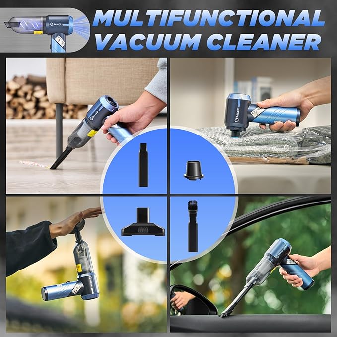 Saker Portable Car Vacuum Cleaner Cordless High Power 17000PA 3 in 1 Foldable Handheld Vacuum Cordless with Brushless Motor f