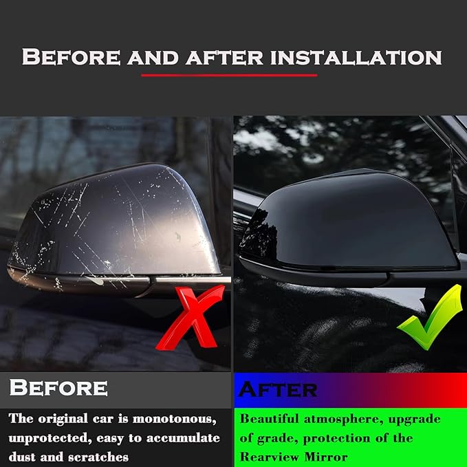 YHCDSEA Rearview Mirror Guard Cover for Tesla Model Y, Side Mirror Cover Exterior Accessories fit for Model Y 2024 2023 2022 2021 (Glossy Black)