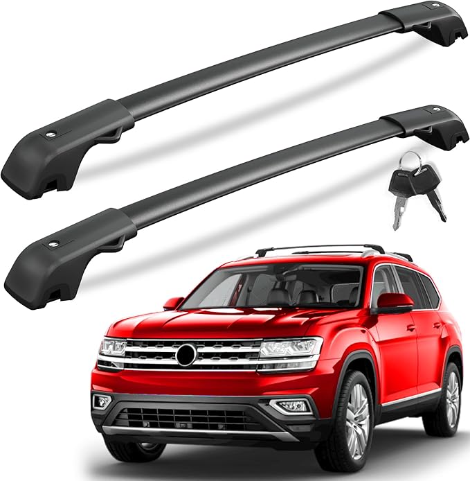 KINGGERI 300lb Lockble Roof Rack Cross Bars Compatible with Volkswagen VW Atlas 2017-2026 with Raised Side Rails(Not For Atlas Cross Sport), Heavy Duty Anti-Theft Aluminum Roof Rails Crossbars Rooftop