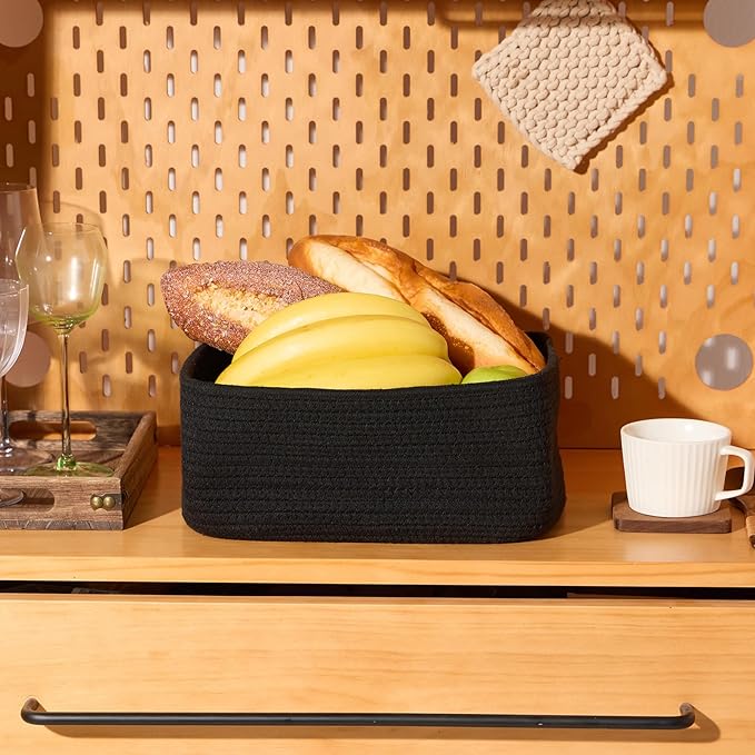MiniArk Small Storage Baskets for Organizing | Closet Organizer Bins | Shelf Toy Basket | Woven Rope Baskets | Cube Decorativ