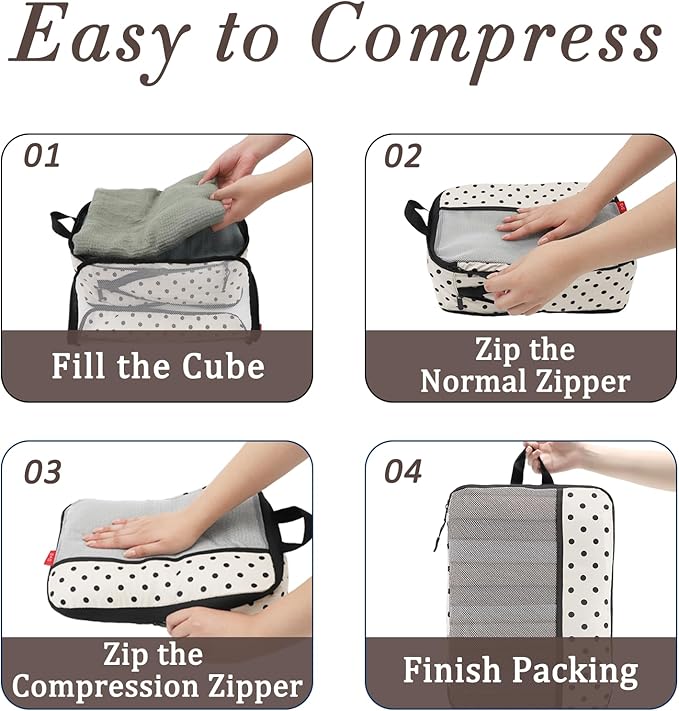 U+U 4 Set Compression Packing Cubes - Ultralight Travel Organizers, Space-Saving Suitcase Organizer, Expandable Packing Cubes