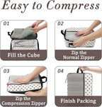 U+U 4 Set Compression Packing Cubes - Ultralight Travel Organizers, Space-Saving Suitcase Organizer, Expandable Packing Cubes