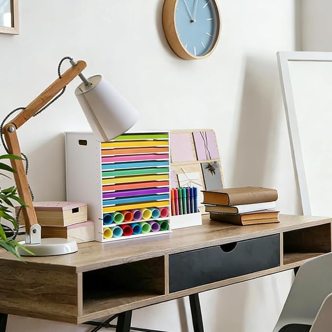 SONGWAY 12x12 Paper Storage Organizer - 15 Tier Desk File Organizer with Adjustable Shelves, Letter Mail Tray, 12x12 Stackabl