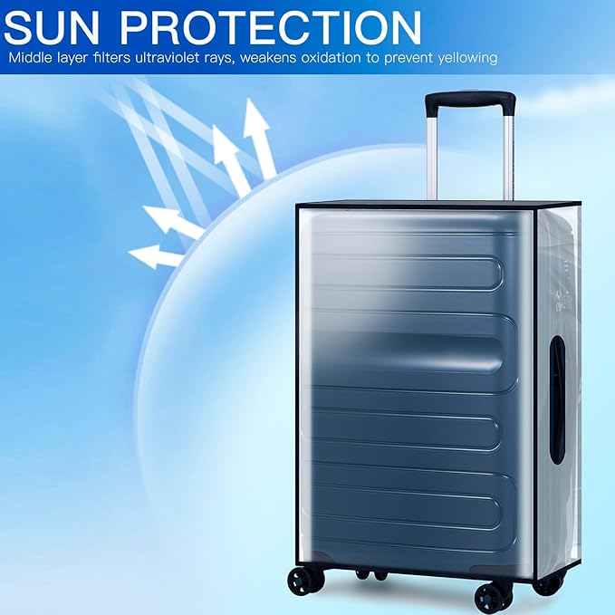 3 Pieces Thicken Clear Luggage Cover Protector with Tag Pocket, 20" 24" 28" PVC Luggage Covers for Suitcase Waterproof Dustpr