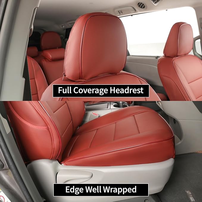 EKR Sienna Seat Covers for 2011-2020 Toyota Sienna XLE,Limited,Limited Premium,7 Seats,2nd Row Captain Seats W/Legrest,Seat C