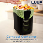 STORi Luup Bathroom Wastebasket 2pk, Secure Grocery Bags, Plastic Garbage Container for Vanity, Laundry Room, Kitchen, Office, 2.5 Gallon, Black, Made in USA