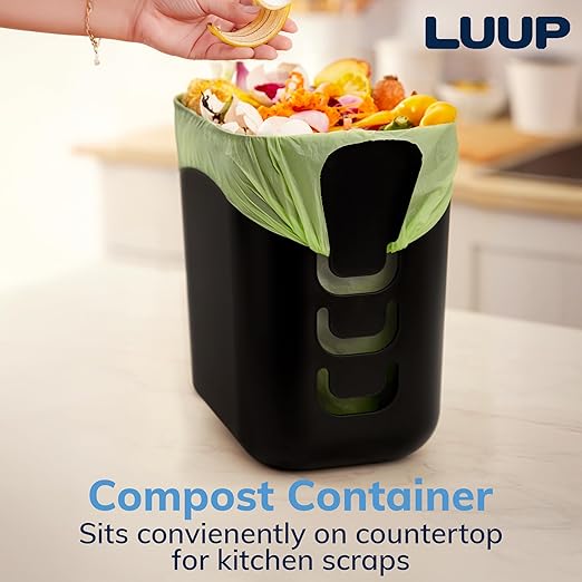 STORi Luup Bathroom Wastebasket 2pk, Secure Grocery Bags, Plastic Garbage Container for Vanity, Laundry Room, Kitchen, Office, 2.5 Gallon, Black, Made in USA