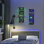 4 Tier RGB Wall Shelf-Gaming Shelf with Remote Control, Lack Shelves with Light for Bedroom | Easy to Install Cosmetic & Disp