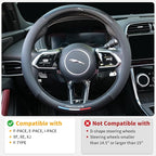 Carbon Fiber Leather Steering Wheel Cover Compatible with Jaguar F-PACE E-PACE XF XE XJ F-Type I-PACE, 14.5"-15" Universal Non-Slip Breathable PU Leather Jaguar Interior Accessories