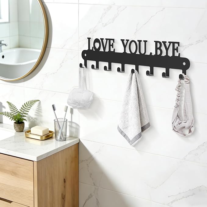 Key Holder for Wall - 'Love You Bye' Key Hooks,Key Holder Wall Mount Self Adhesive, Key Rack Wall Mount for Wall No Drill for