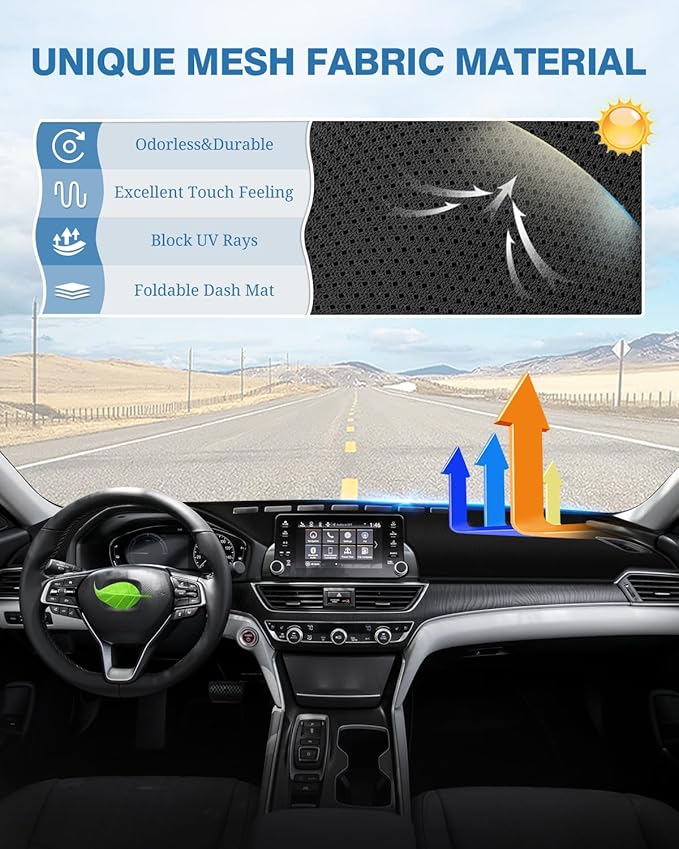 FIILINES Dash Cover Fit for Honda Accord 2018 2019 2020 2021 2022 Dashboard Cover Accord Accessories Dashboard Mat Sunshade N