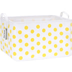 Sea Team Collapsible Canvas Fabric Storage Basket with Handles, Rectangle Waterproof Storage Bin, Box, Cube, Foldable Shelf B