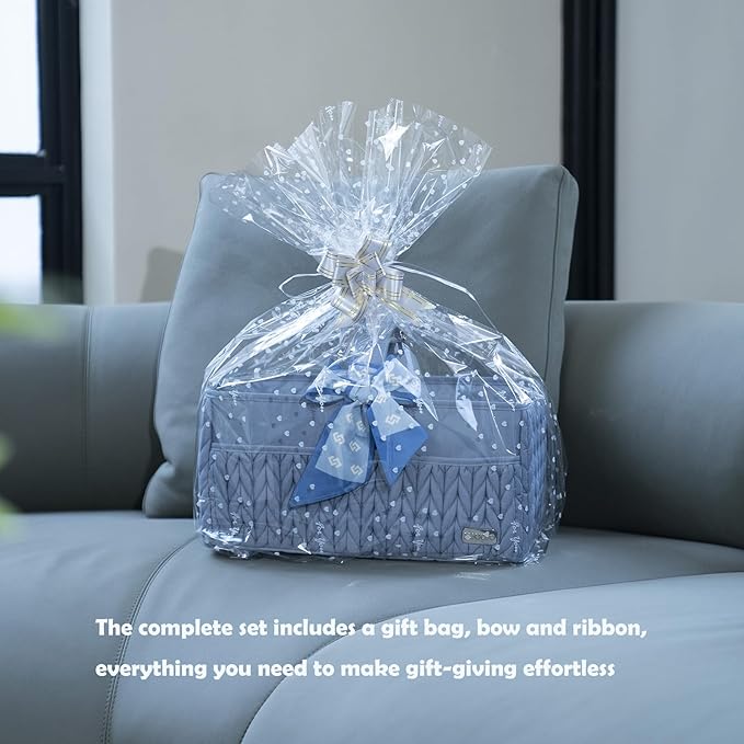Luxurious Baby Diaper Caddy, Nursery Storage Basket for Newborn Essentials, Travel Baby Basket for Diapers Baby Wipes, Organi