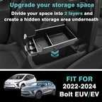 BestEvMod Center Console Organizer Armrest Storage Box & Lower Console Organizer 2PCS Compatible with Chevy Bolt EV Bolt EUV 2022-2025 Accessories(Armrest Tray+Lower Tray)