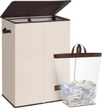 SOLEDI Laundry Hamper with Lid 130L Large & Tall Collapsible Laundry Basket, Clothes Hamper with Bag Removable Easy to Carry,