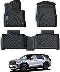 2 Rows Floor Mats for 2020-2024 2025 Ford Explorer 7 and 8 Passenger Models,TPE All Weather Protection Car Floor Liners Accessories | Front & Second Row, 3-Pc