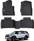 2 Rows Floor Mats for 2020-2024 2025 Ford Explorer 7 and 8 Passenger Models,TPE All Weather Protection Car Floor Liners Accessories | Front & Second Row, 3-Pc