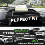 Muslogy Dashboard Organizer Compatible with 2022-2026 Chevy Silverado/GMC Sierra 1500, 2024-2026 2500HD 3500HD Accessories Center Console Organizer Storage Box Mounted Tray (Fit 13.4-inch Screen ONLY)