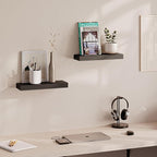 Ballucci Floating Shelves, 2-Pack 16" Wood Wall Shelf Set with Invisible Brackets for Bathroom, Living Room, Bedroom, Kitchen