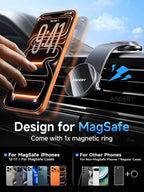ANDERY Car Phone Holder for MagSafe [360° Adjustable Memory Alloy Arm | 2400gf Strongest Magnetic Power] Bendable Car Mount, Phone Holders for Your Car for iPhone and All Smartphones, Carbon Fiber
