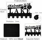 Lake House Key Holder Black Key Holder Wall Mount 11.8 x 7.5 Inch Welcome to The Lake Wooden Keychain Hanger Organizer Rack w