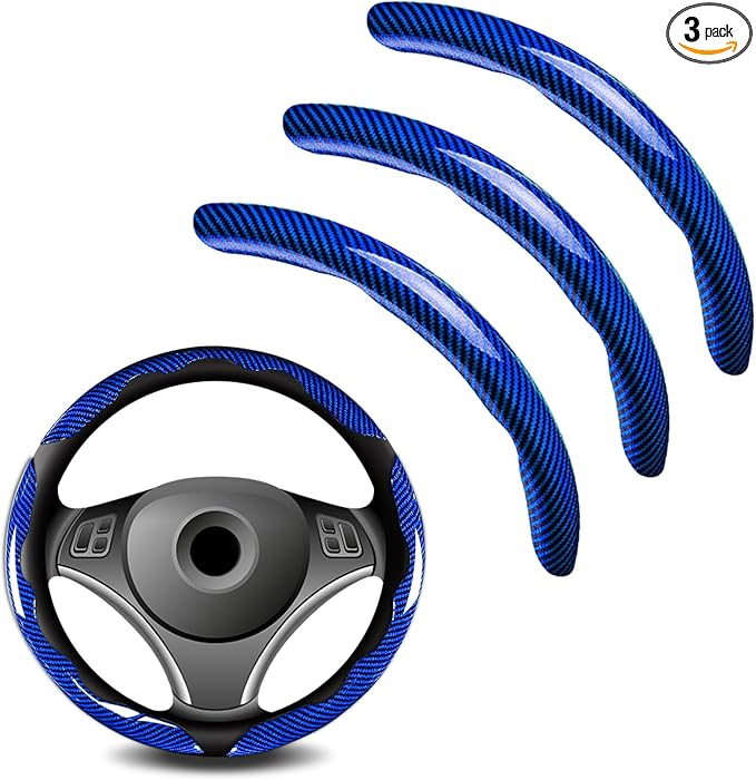 3pcs Universal Carbon Fiber Steering Wheel Cover - Anti-Slip & Segmented Design, Universal 99% Durable Steering Wheel Protect