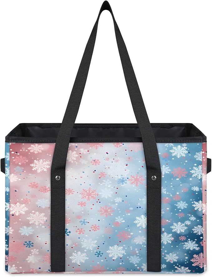 Reusable Grocery Bags Heavy Duty Shopping Bags Foldable Large Tote Bags with Long Handles & Hard Bottom