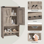 MAHANCRIS Bathroom Wall Cabinet, Farmhouse Medicine Cabinet with Adjustable Shelf, 3-Tier Wall-Mounted Storage Cabinet with 3