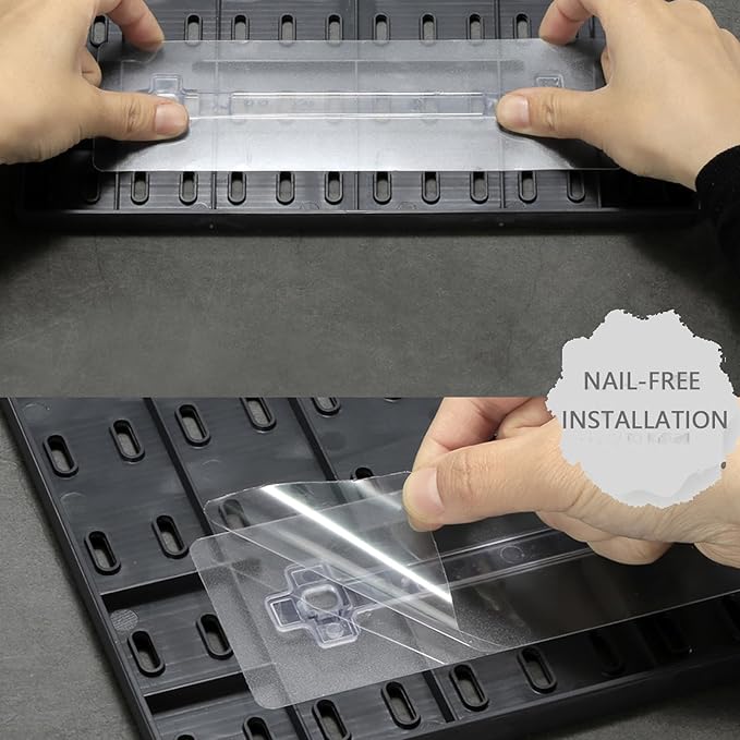MULSAME Pegboard Combination Kit, Wall Mounted Storage Set with 4 Pegboards & 14 Accessories Hanging, Black Peg Boards Organi
