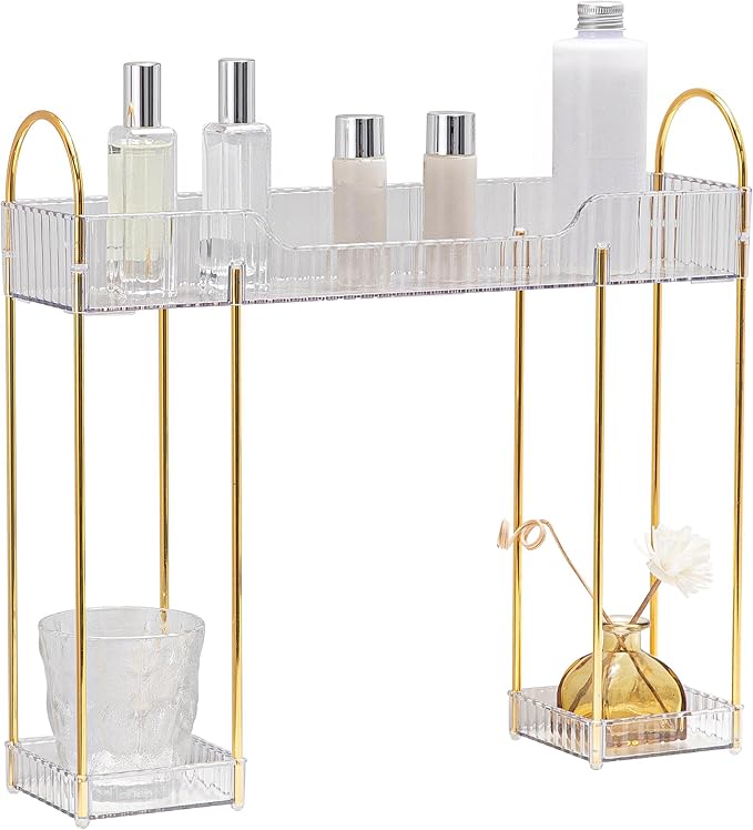 YCIA&DONE Bathroom Countertop Organizer Over The Faucet, Narrow Counter Organizers Above Sink, Table Mounted Shelf for Kitche
