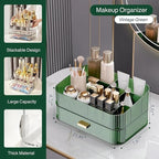 Makeup Organizer for Vanity, Large Desk Organizer with Stackable Drawer for Cosmetics, Skincare, Lipsticks, Eyeshadow Palette