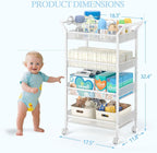 2 Pack Baby Diaper Caddy Cart, 4-Tier Diaper Caddy Organizer and Storage, Rolling Utility Cart for Baby Supplies, Diaper Cart