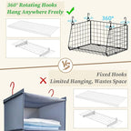 3-Pack Hanging Laundry Room Organizaton：Foldable Laundry Basket Wire Basket with 360°Rotating Hooks Small Space Organization 