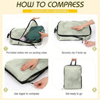 5 Pack Compression Packing Cubes for Travel Space Saving Cubes Luggage Organizer for Suitcase(Cream,M)