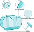 Seiritex Mesh Popup Laundry Hamper 3 Compartment Sortable Horizontal Collapsible Laundry Basket for Clothes Laundry Room Bedr
