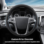 Steering Wheel Cover for Chevy (Chevrolet) Equinox 2010-2017/ GMC Terrain 2010-2017/ Buick Lacrosse 2010-2015/ Regal 2011-2013 (Perforated Black)