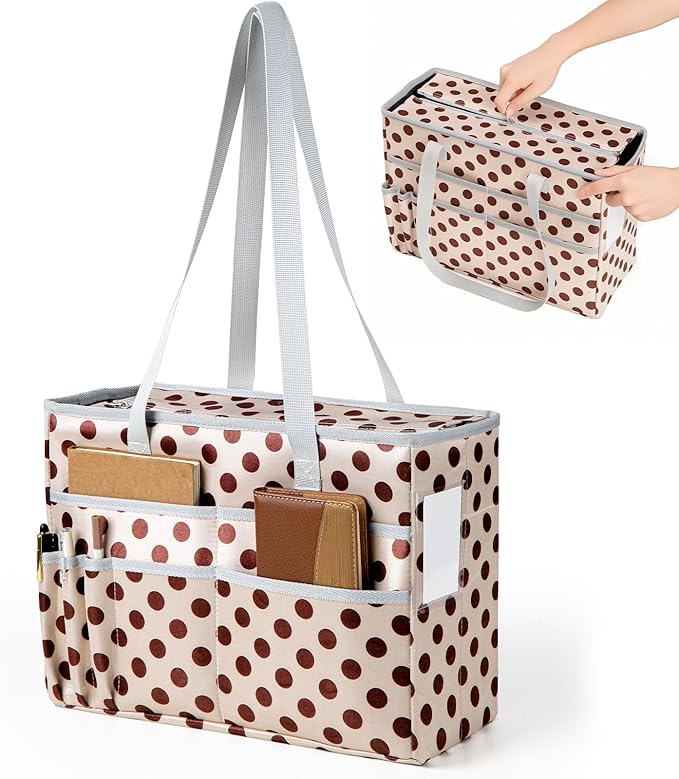 File Organizer Box, Portable Tote Bag Hanging Filing Box Desktop File Folder Document Storage Organizer with Pockets and Hand