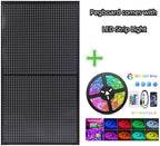 Peg Board with RGB+IC LED Strip Lights,2PCS Metal Pegboard Panels,Heavy Duty Pegboard Gaming Room Wall Organizer with Hooks,D