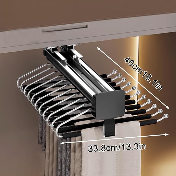 Pull-Out Closet Valet Rod, Bearing 40kg Retractable Clothes Coat Hanger, Aluminum Alloy Adjustable Closet Rod, Damping Buffer