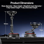 SYNCWIRE for MagSafe Car Mount [3-Axis] Nano Adhesive Gel + Strong Suction Cup Magnetic Phone Holder for Dashboard & Windshield, 360° Adjustable for iPhone 17 16 15 14 13 12, Samsung, Carbon Fiber