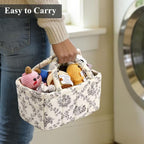 Small Storage Basket Organizer, Mini Fabric Floral Storage Baskets with Handle, Quilted Portable Collapsible Storage (Vine-Co
