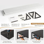 Deep Floating Shelves Wall Mounted, 55"x12" White Wall Shelves with Brackets Set of 2 for Bedroom, Living Room, Bathroom, Kit