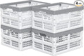 4 Packs 15 Liter Small Collapsible Heavy Duty Storage Bin/Container, Plastic Stackable Utility Folding Crate Basket, White