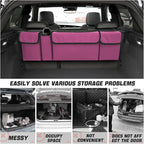 AUCELI Car Trunk Organizer, Backseat Hanging Large Storage with Adjustable Straps, Waterproof Collapsible Cargo Bag with 4 Pockets, Sturdy Space Saver Frees Trunk Floor for SUV, Truck, MPV