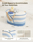 Baby Diaper Caddy Organizer - Portable Cotton Rope Diaper Caddy Basket for Nursery, Gift for Baby Shower List, Storage for Di