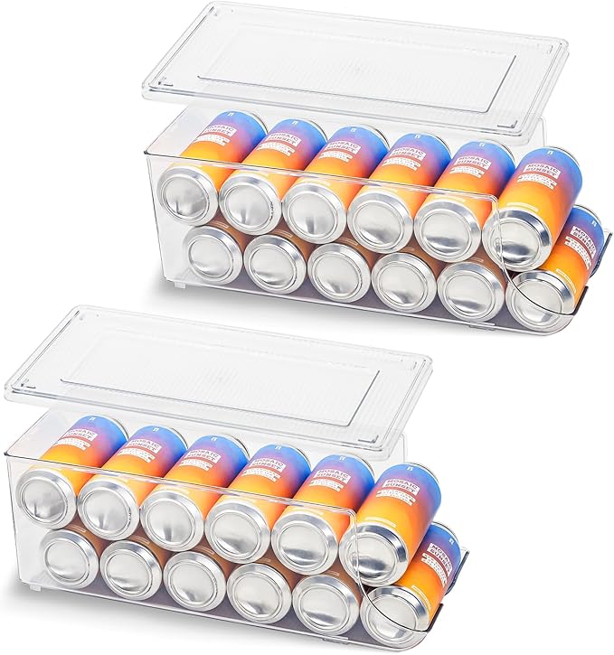 2 Pack Standard Can Organizer & 2 Pack Tall Can Organizer for Refrigerator