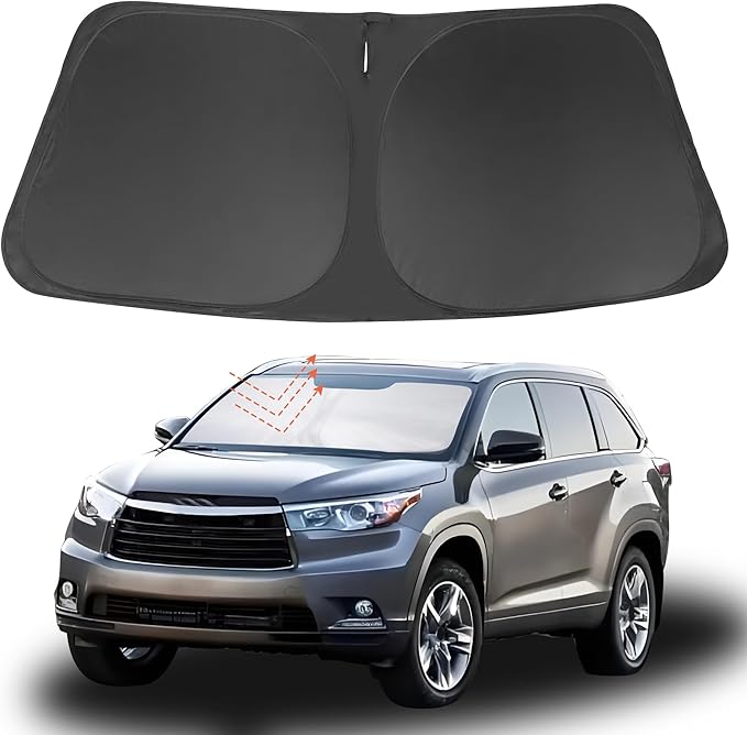 Front Windshield Sun Shade Foldable Car Front Window Sun Shade Windshield Shade Custom Fit for 2014-2019 Toyota Highlander Block UV Rays Accessories Heat Keep Cooler