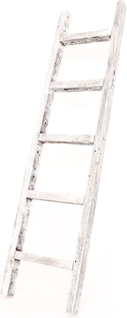 BARNWOODUSA Rustic Decorative Ladder - 100% Upcycled Wood (60" x 12" x 1.5", White Wash)