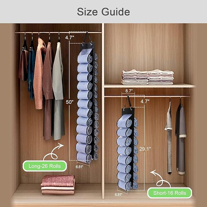 DHSFKBE Legging Organizer Storage - 2PCS T Shirt Organizer, Hanging Closet Organizers and Storage with 26 Roll Independent Co