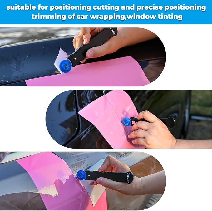 Gomake Vinyl Wrap Cutter Car Coating Film Window Tint Cutting and Trimming Alloy Roller Positioning Knife Paperback Slitter Knife Car Wrap Film Vinyl Gap-Cutter for Car Wrapping,Wallpaper Pasting